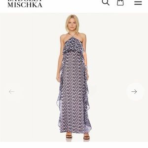 Badgley Mischka Alix Printed Popover Maxi with Ruffles